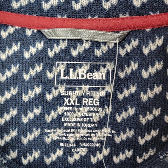 L.L. Bean Navy Birdseye Print Slightly Fitted Fleece Pullover Sweater Sz XXL NEW - Picture 7 of 11